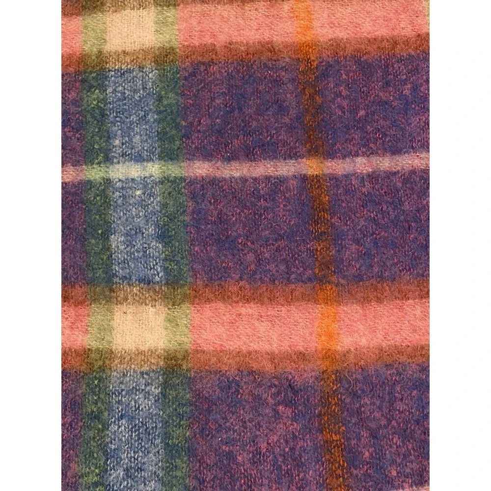 Vintage 1960s Robert Burns Mohair Plaid‎ Throw, 70% Mohair, 30% Wool 70x52